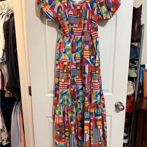Colorful Geometric Patterned Maxi Dress Antonio Melani